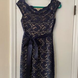 Elegant Navy Lace Dress